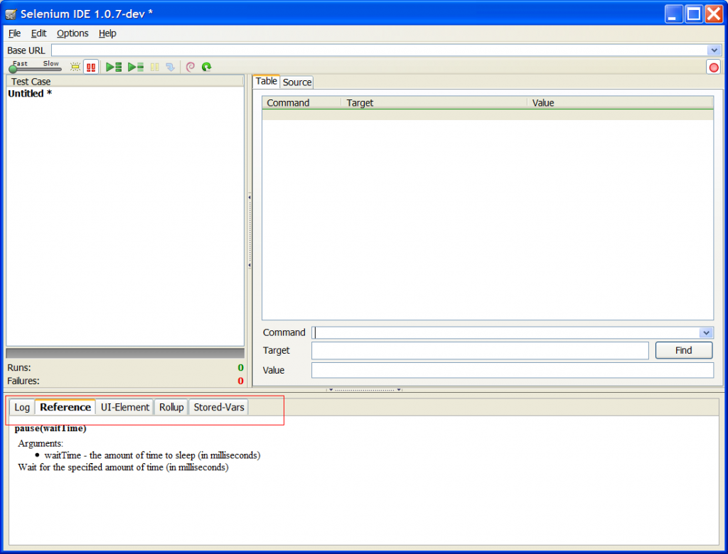 The Selenium IDE with the new improved look :-)