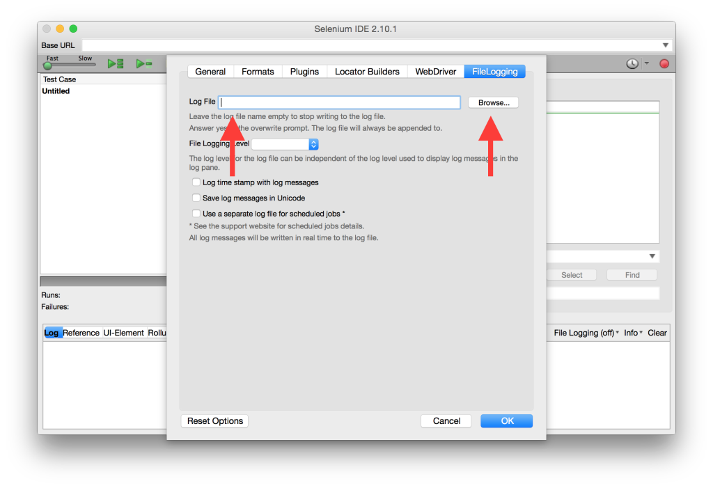 FileLogging Options Tab LogFile